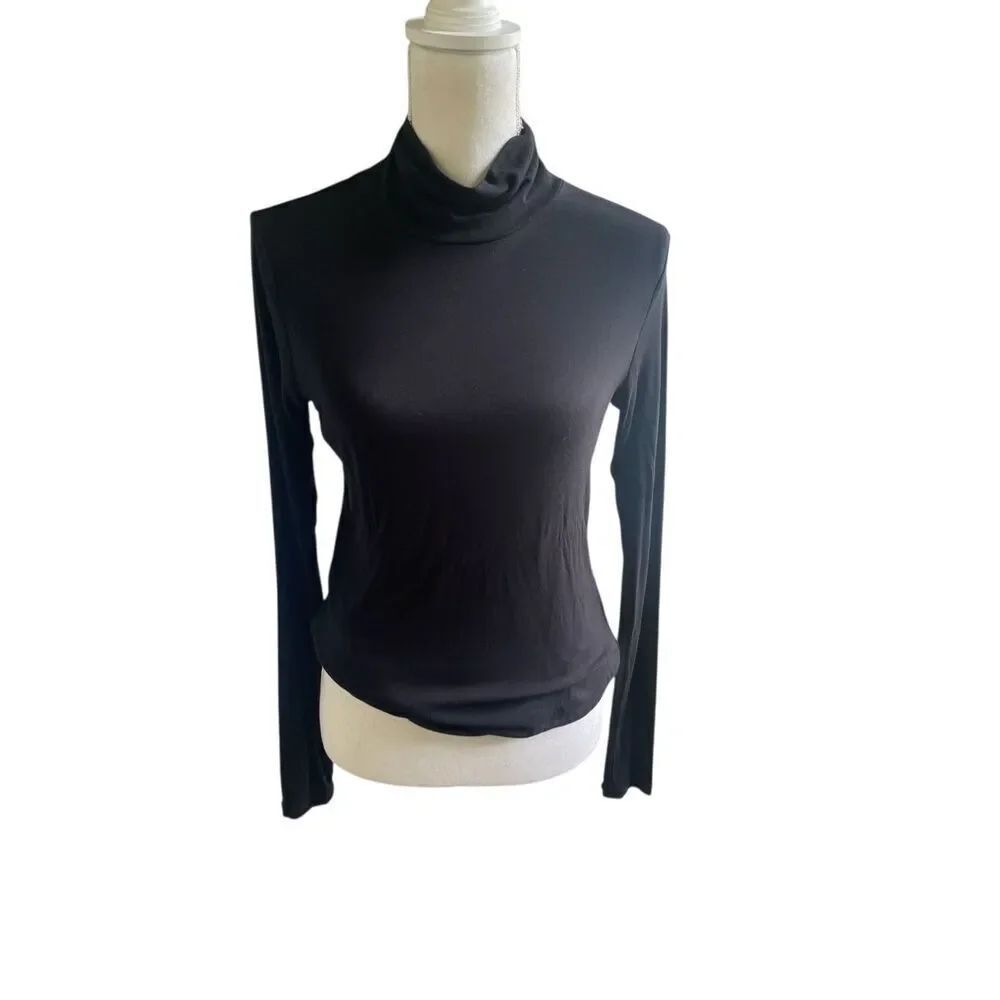 Cabi Turtle Neck Long Sleeve Tunic Blouse Black S Thumb Hole Comfortable